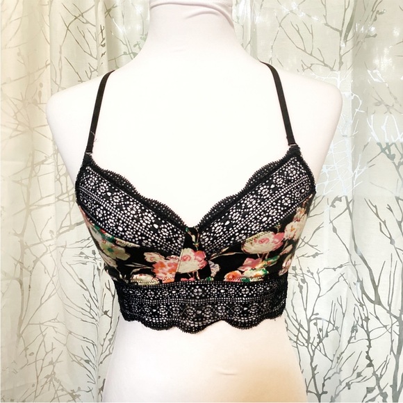 Free People Other - INTIMATELY FREE PEOPLE black white pink floral print lace bralette